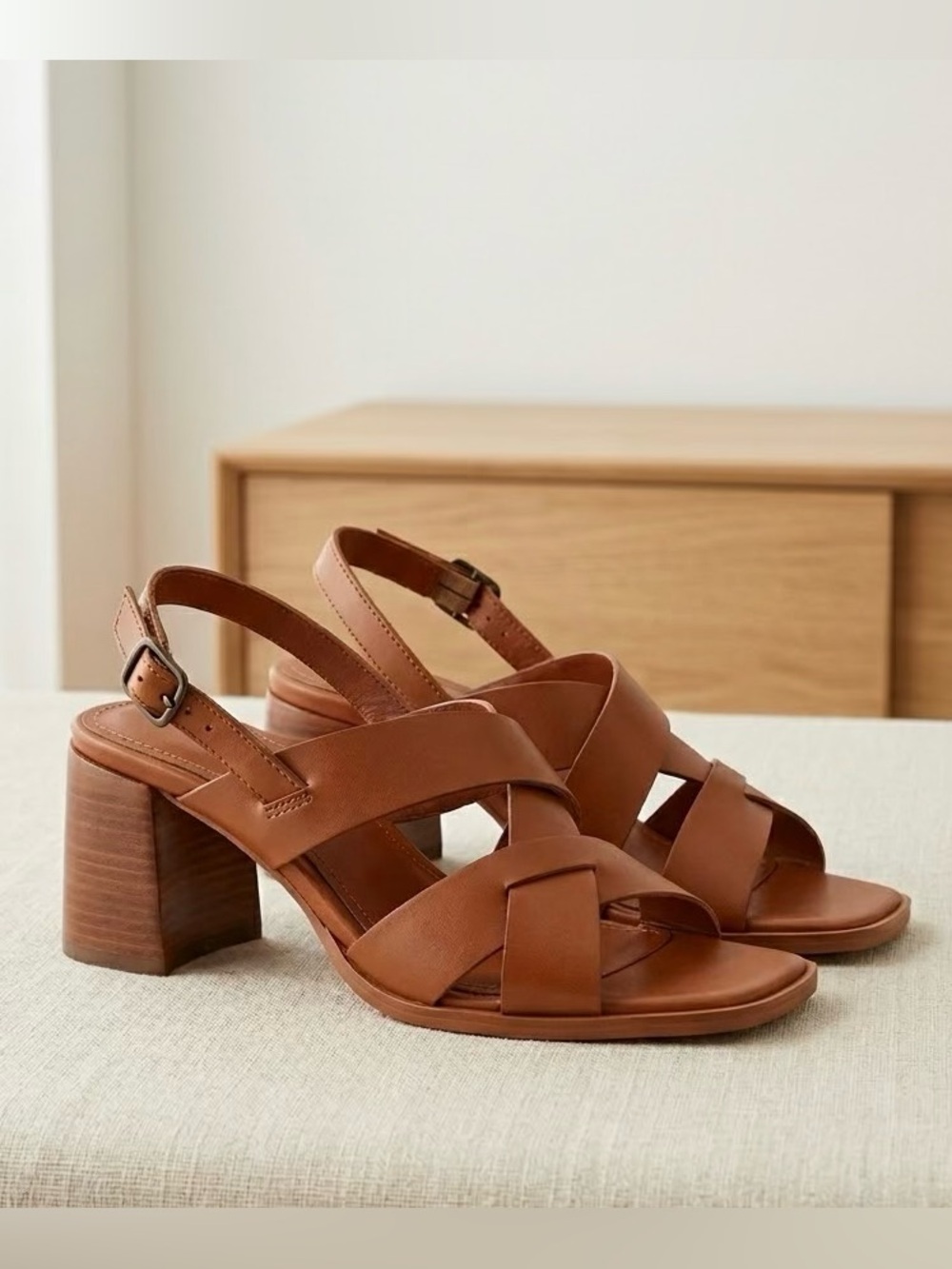 Vintage Foundry Co Odelle Heel Sandal Brown Leather Women’s Size 6
